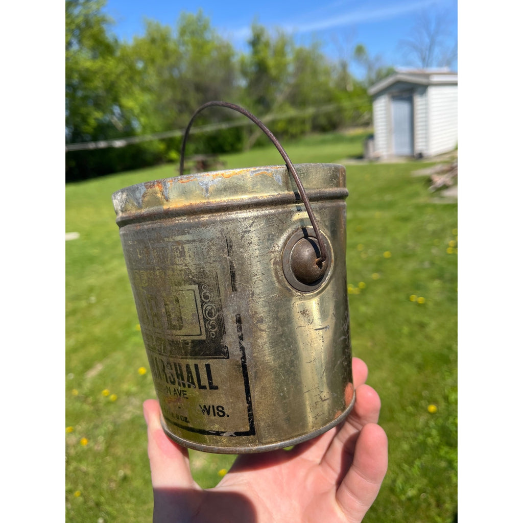 Vintage 1920s G.W. Marshall Oshkosh Wisconsin Wis WI Lard Bucket Tin Pail Advertising