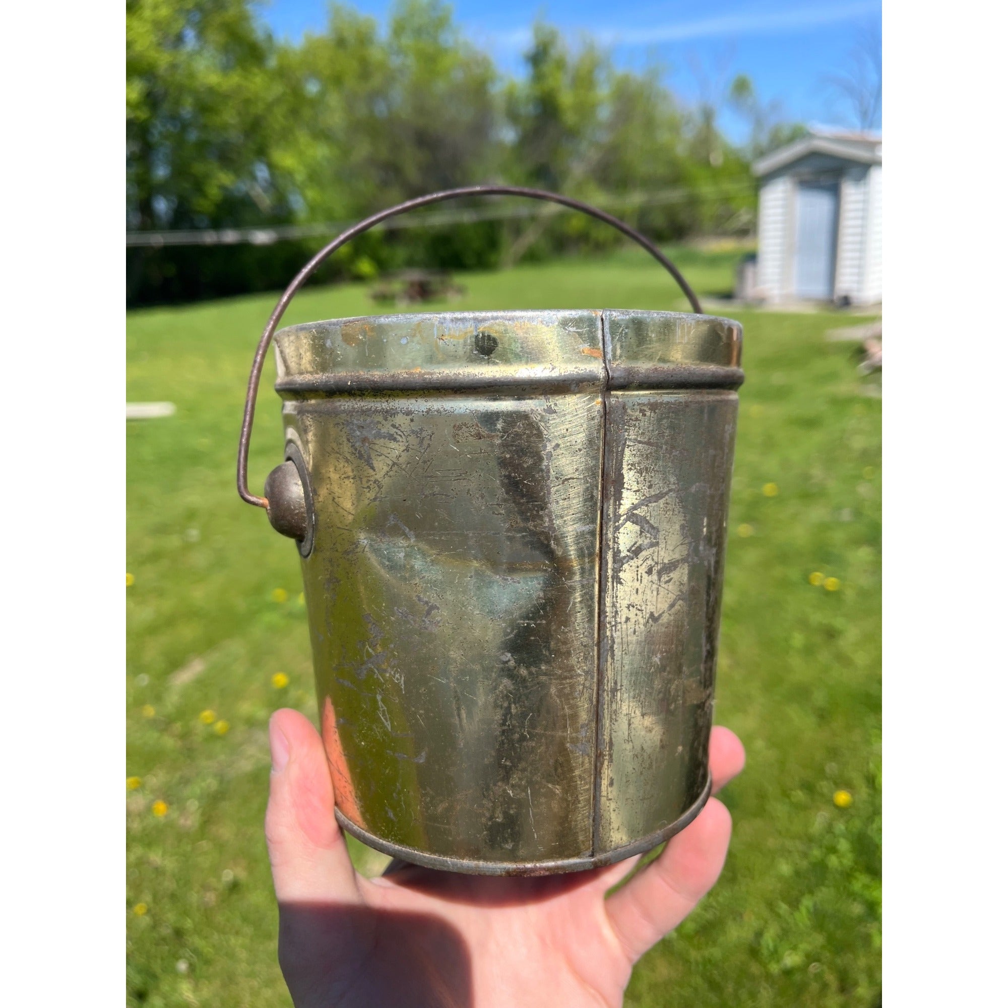Vintage 1920s G.W. Marshall Oshkosh Wisconsin Wis WI Lard Bucket Tin Pail Advertising