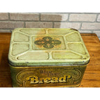 Vintage 1970s Wheat Heart Bread Box Metal Tin Hinged  R&D Co.