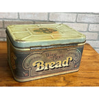 Vintage 1970s Wheat Heart Bread Box Metal Tin Hinged  R&D Co.