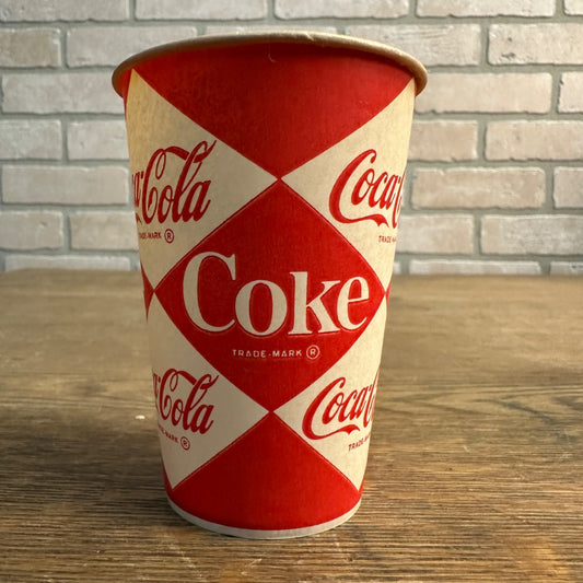 7oz Coca Cola Coke Diamond Design Paper Wax Cup Soda Promo Advertising