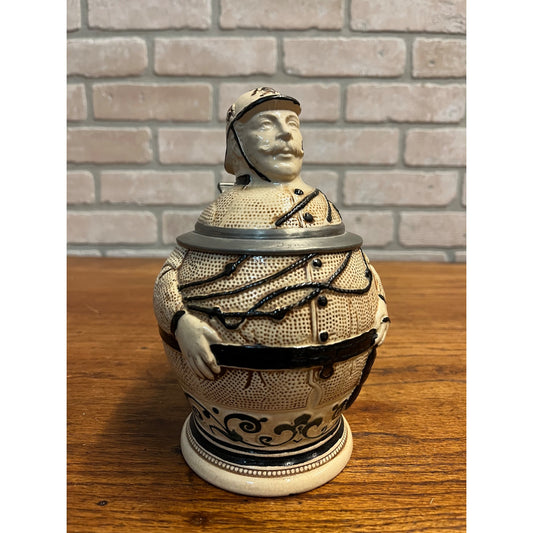 RARE Antique German Figural Character Beer Stein Mug Firefighter #466