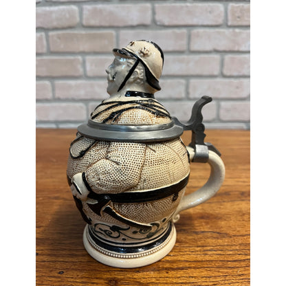 RARE Antique German Figural Character Beer Stein Mug Firefighter #466