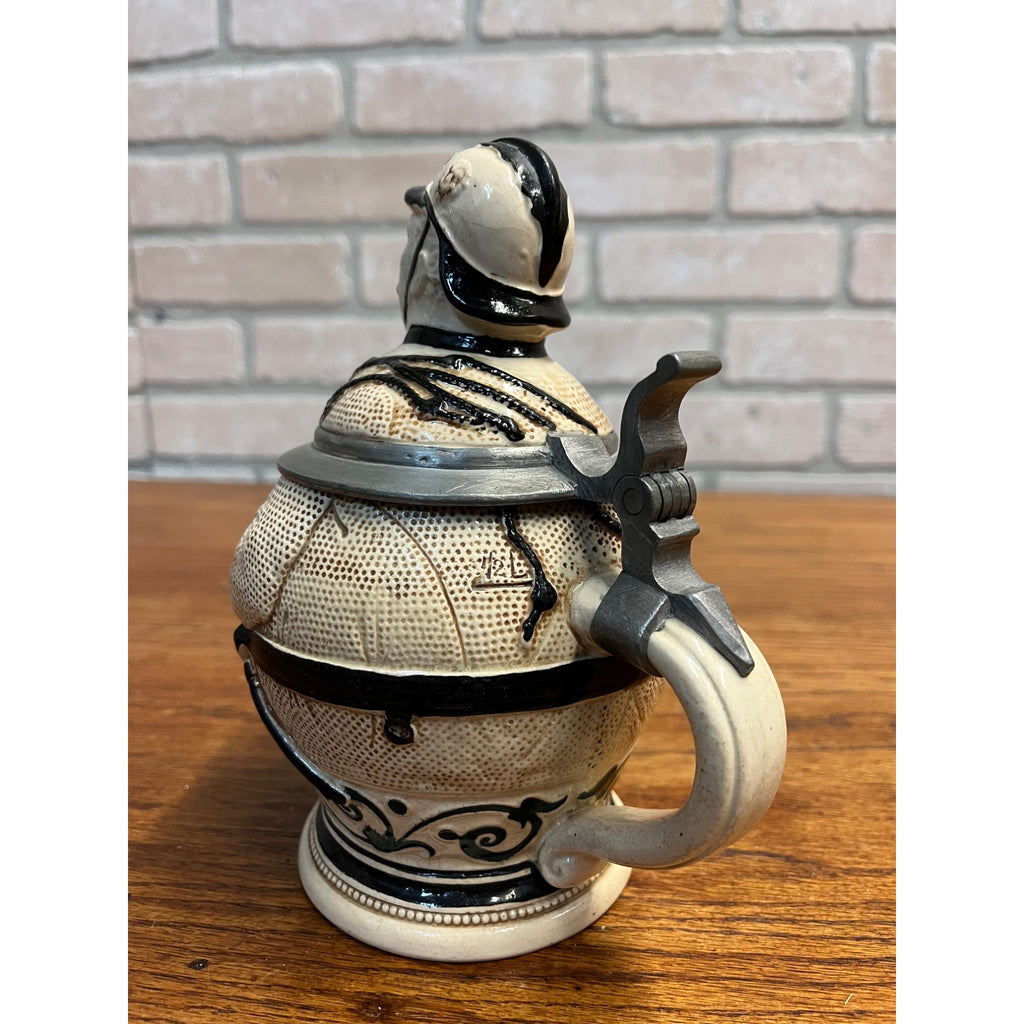 RARE Antique German Figural Character Beer Stein Mug Firefighter #466