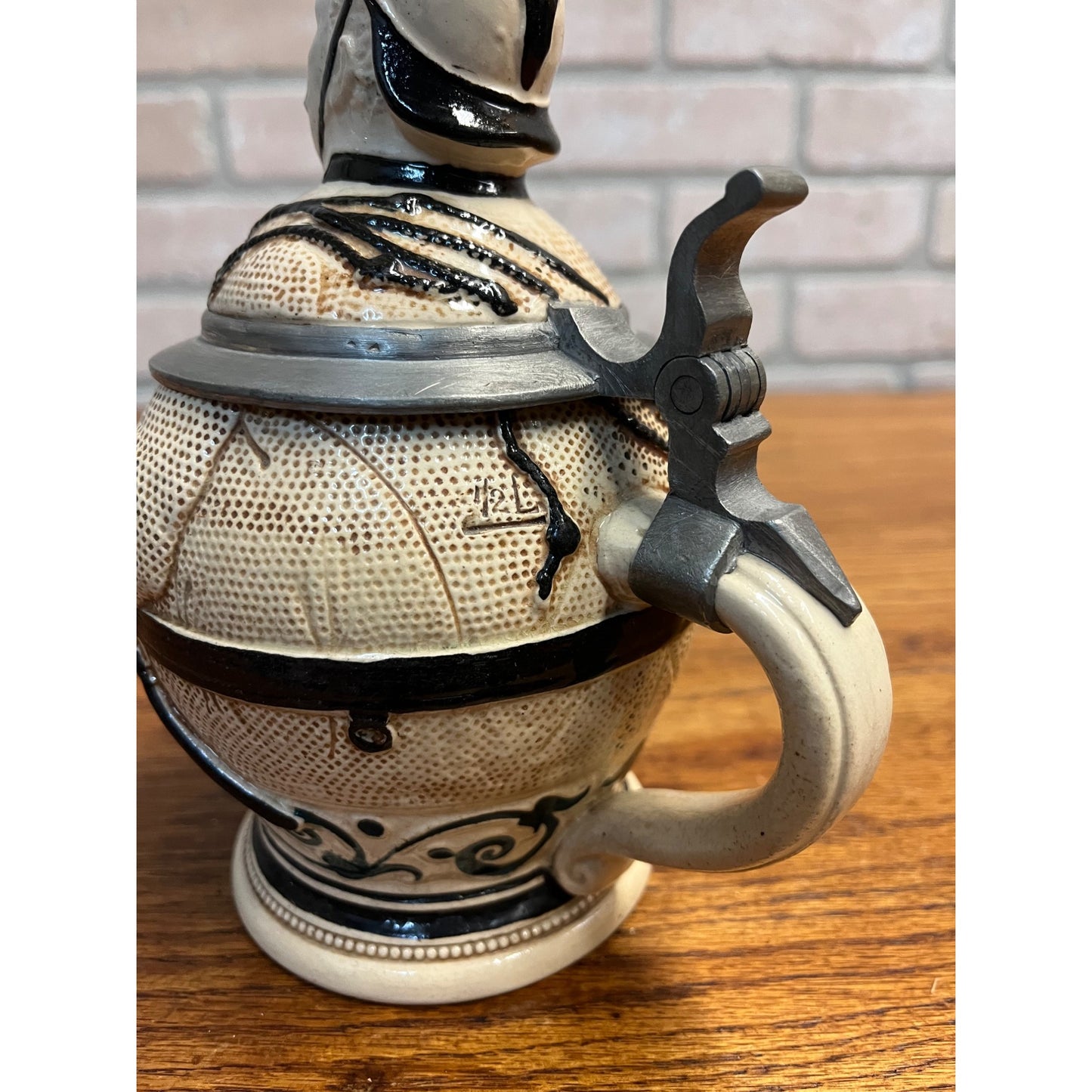 RARE Antique German Figural Character Beer Stein Mug Firefighter #466
