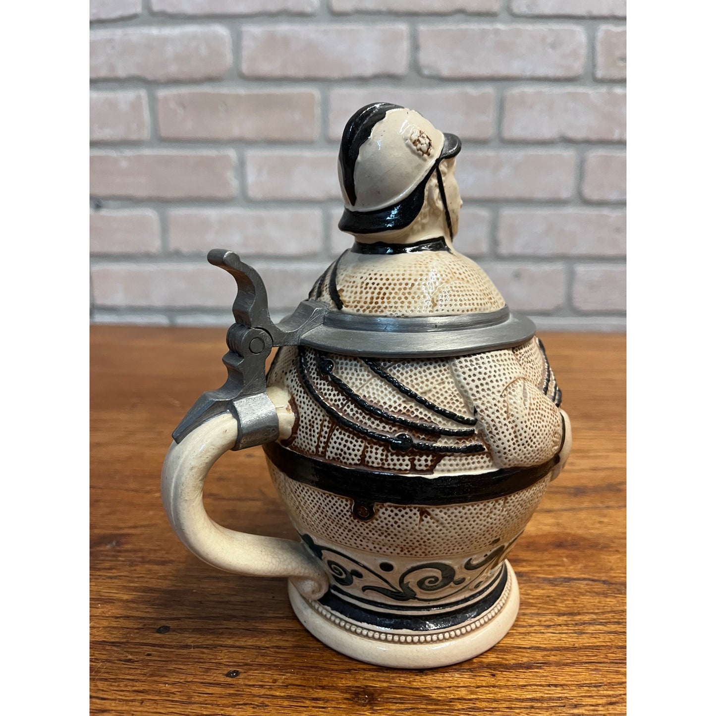 RARE Antique German Figural Character Beer Stein Mug Firefighter #466