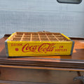 Vintage Wooden Coca Cola Yellow & Red Bottle Carrier Crate Case Coke Advertising