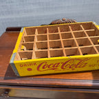Vintage Wooden Coca Cola Yellow & Red Bottle Carrier Crate Case Coke Advertising
