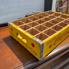 Vintage Wooden Coca Cola Yellow & Red Bottle Carrier Crate Case Coke Advertising