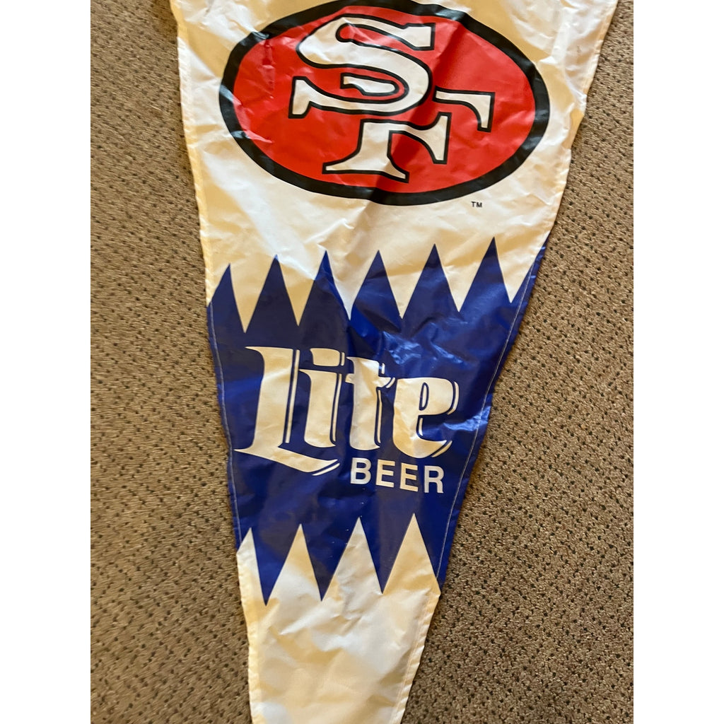 Vintage 1990s Miller Lite Beer San Francisco 49ers Bar NFL Pennant Flag Banner