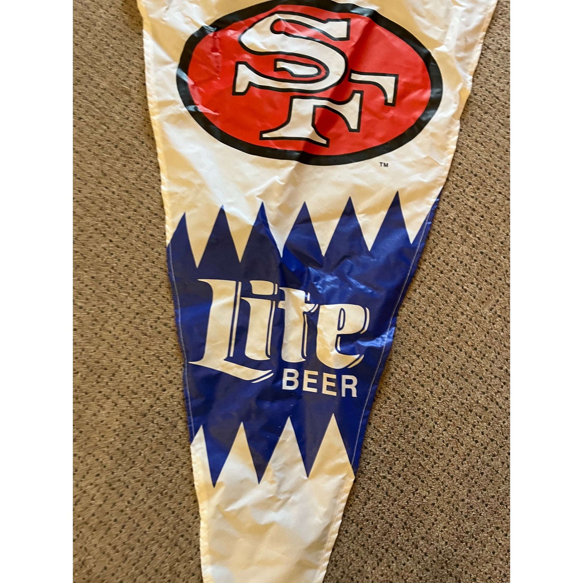 Vintage 1990s Miller Lite Beer San Francisco 49ers Bar NFL Pennant Flag Banner