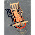 Antique Child’s Wood & Metal Snow Sled Red Painted Steering Sled Toboggan