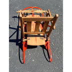 Antique Child’s Wood & Metal Snow Sled Red Painted Steering Sled Toboggan