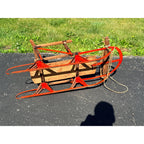 Antique Child’s Wood & Metal Snow Sled Red Painted Steering Sled Toboggan