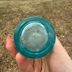 S. Halbach Fond du Lac Wisconsin Embossed Teal Glass Color Soda Bottle