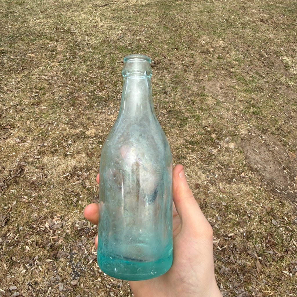 S. Halbach Fond du Lac Wisconsin Embossed Teal Glass Color Soda Bottle