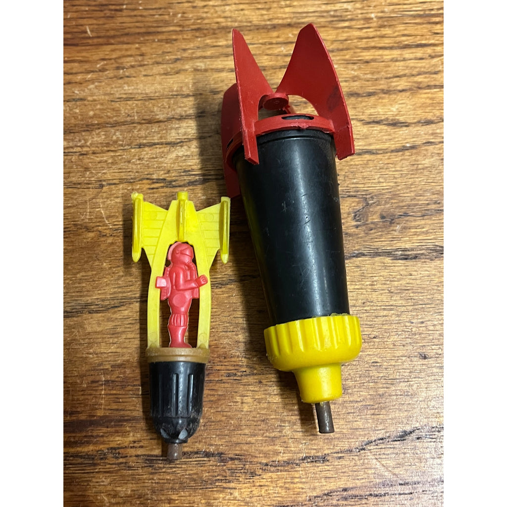 Vintage Cap Bomb Plastic Toys Space Man Royal Tot & 5" Rocket 1950s