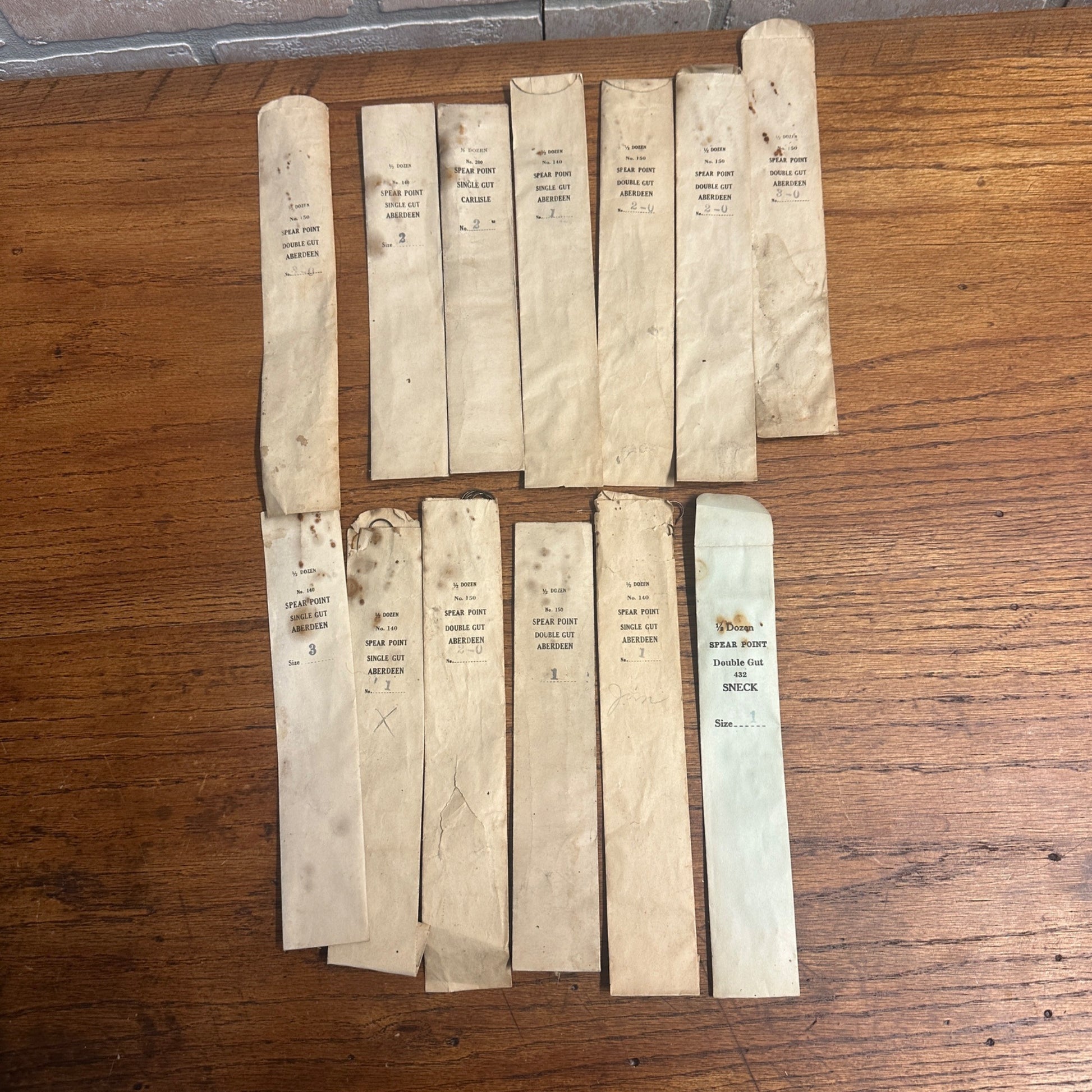 Huge Lot Early Aberdeen Spear Point Double Gut Fishing Hooks w/ Packages