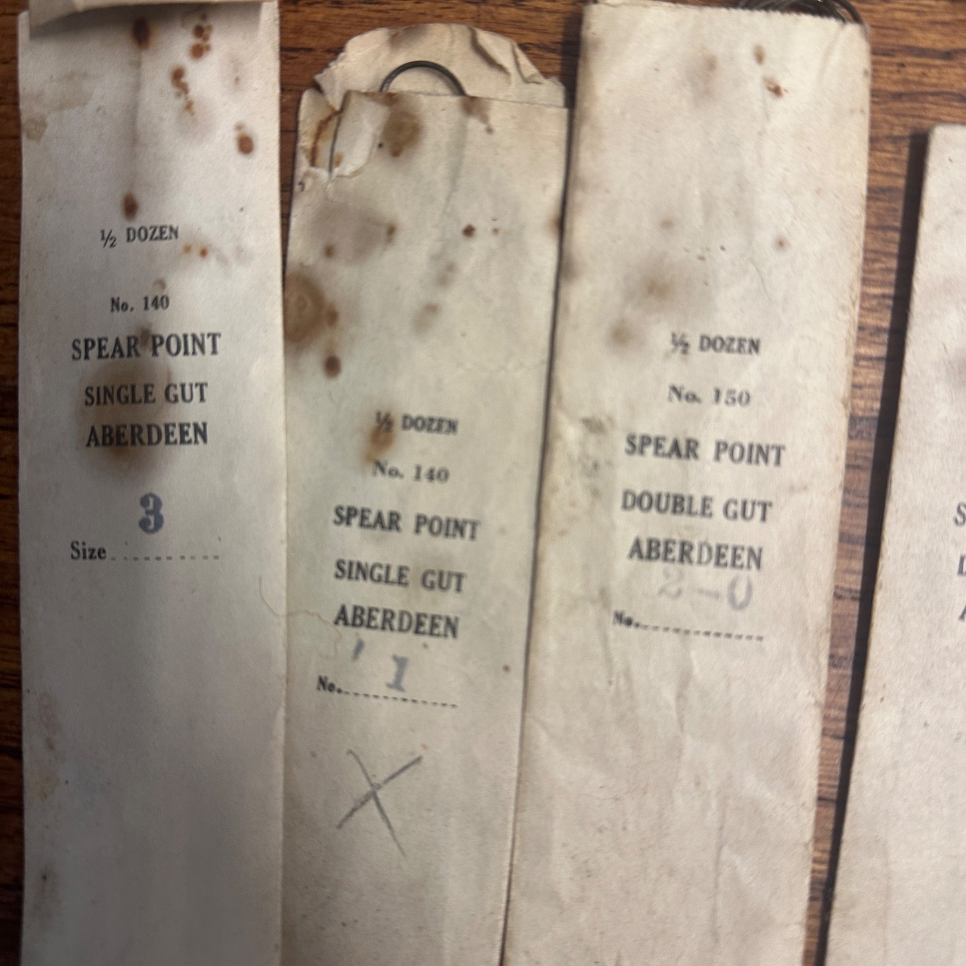 Huge Lot Early Aberdeen Spear Point Double Gut Fishing Hooks w/ Packages