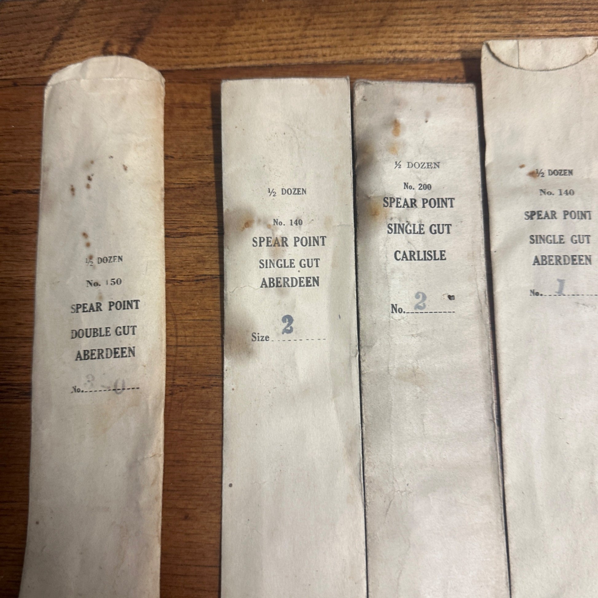 Huge Lot Early Aberdeen Spear Point Double Gut Fishing Hooks w/ Packages