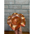 VTG Fenton Carnival Glass Compote Marigold Holly & Berry 4"H Iridescent Footed