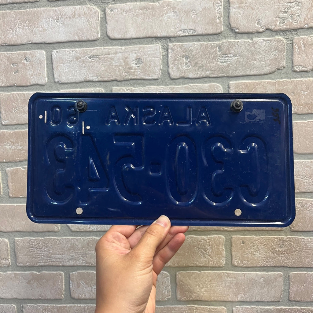 Vintage Alaska 1960 License Plate Blue White -- CLEAN -- Early Statehood