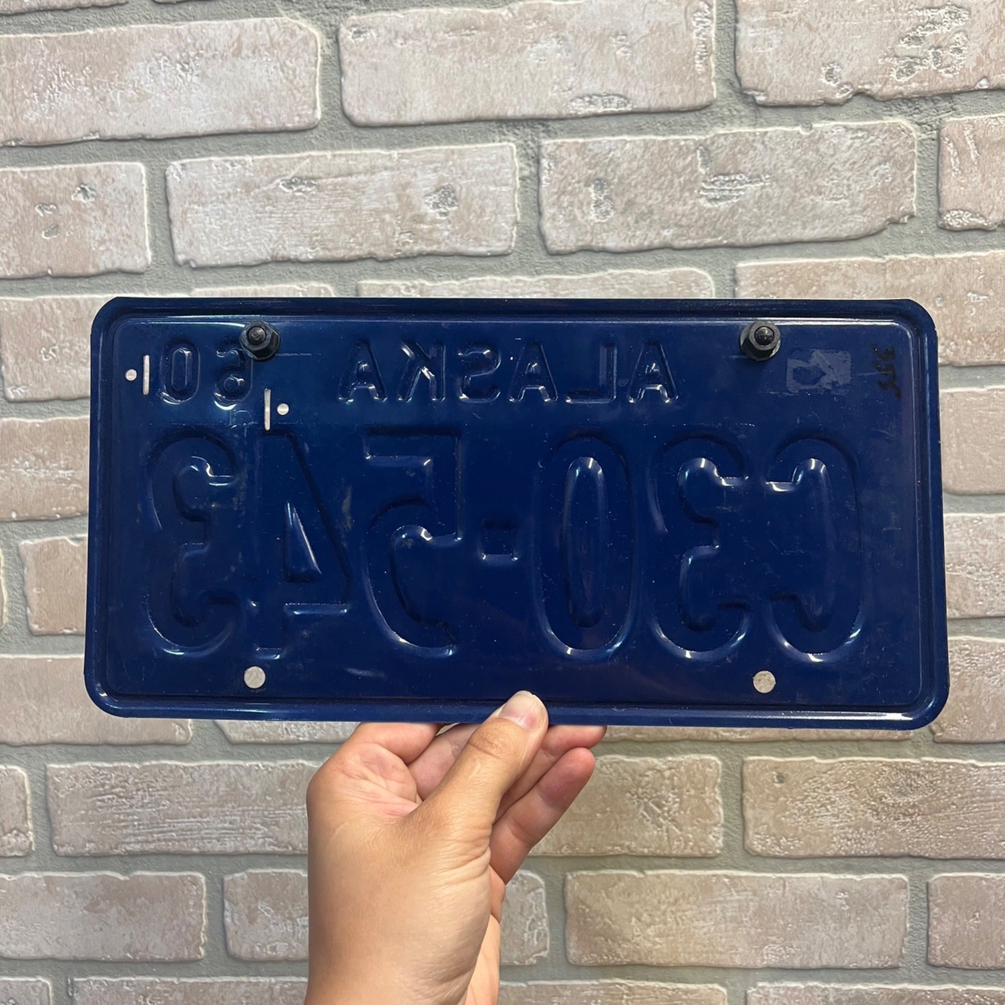 Vintage Alaska 1960 License Plate Blue White -- CLEAN -- Early Statehood