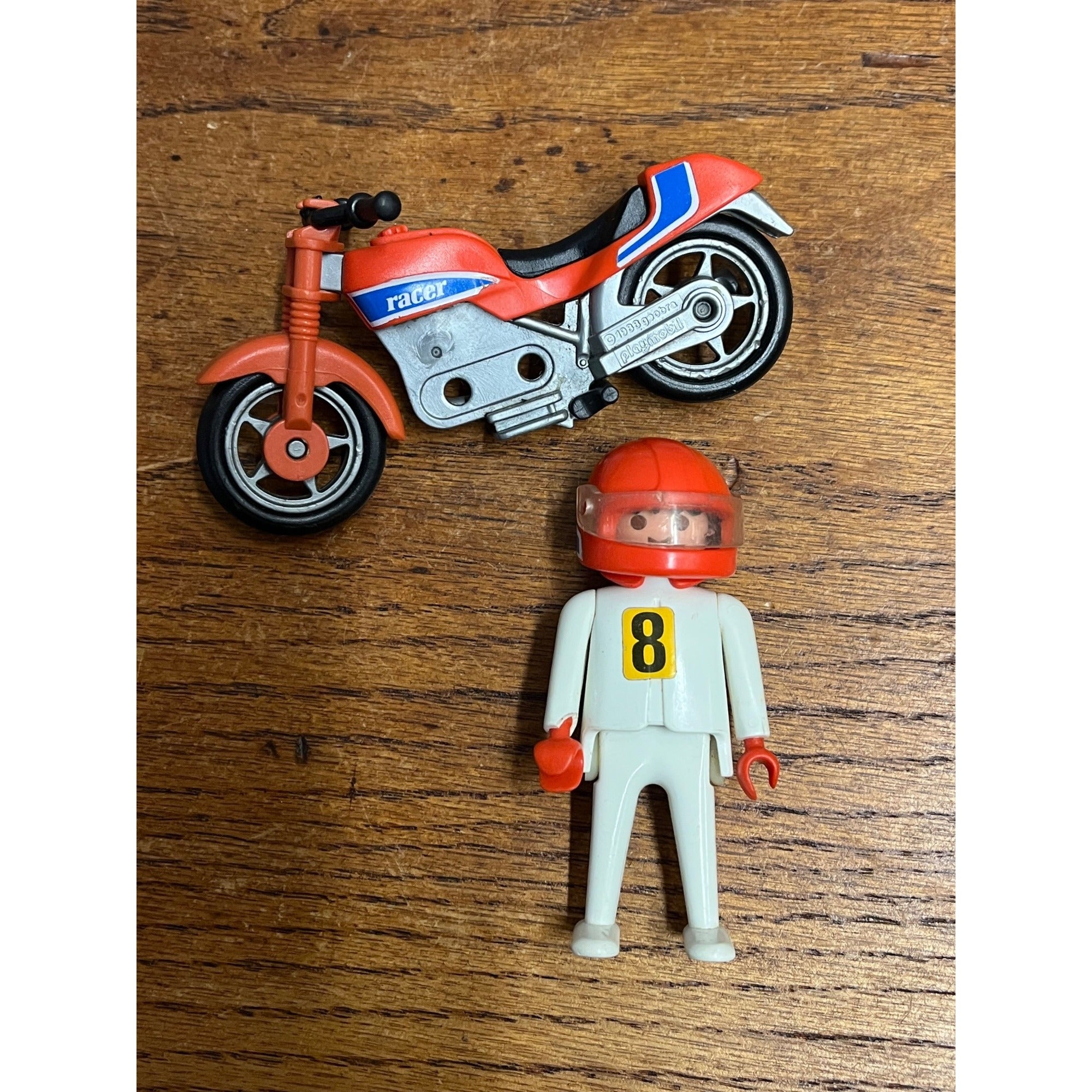Playmobil Vintage 1988 Geobra Motorcycle Dirtbike Racer w/ Rider Figure