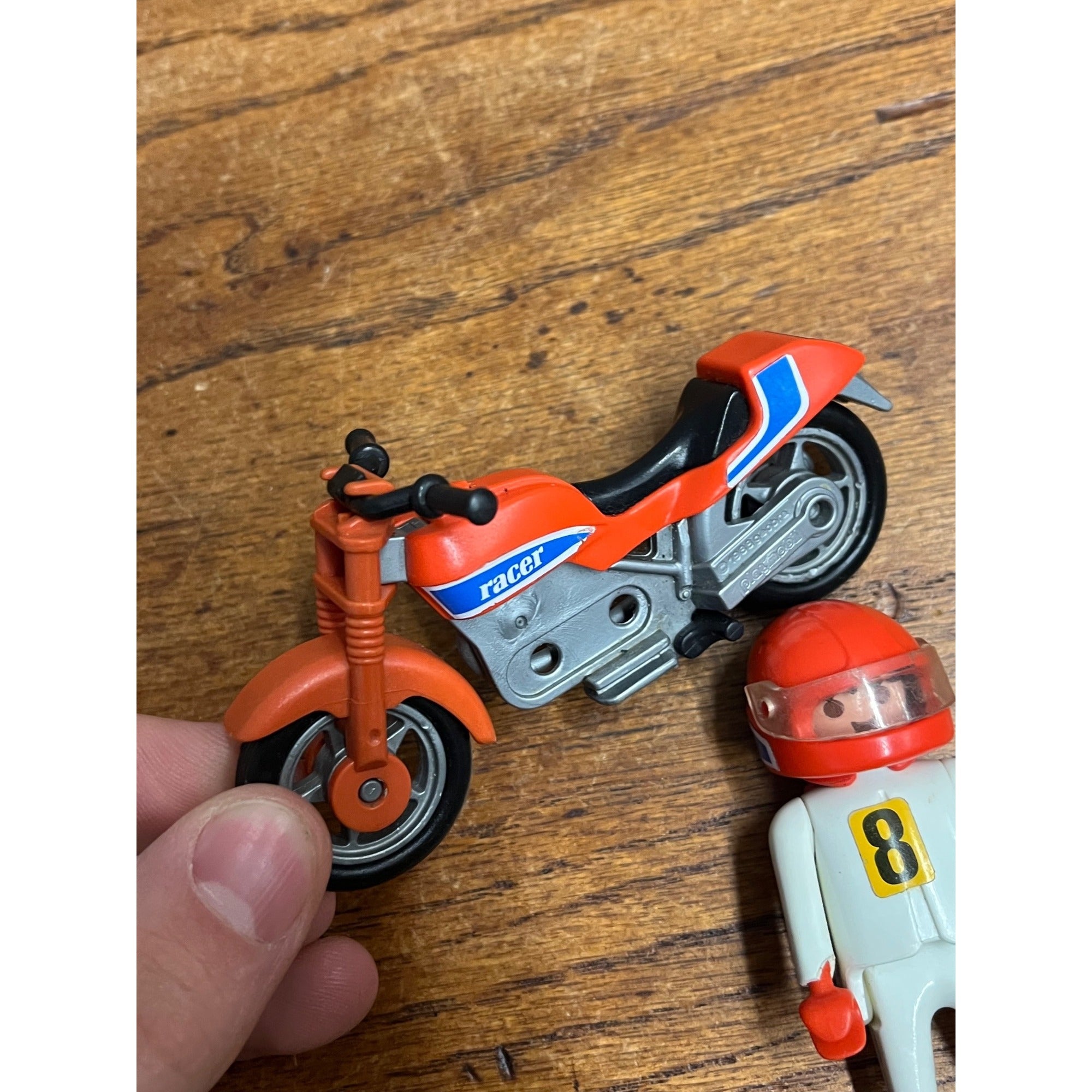 Playmobil Vintage 1988 Geobra Motorcycle Dirtbike Racer w/ Rider Figure