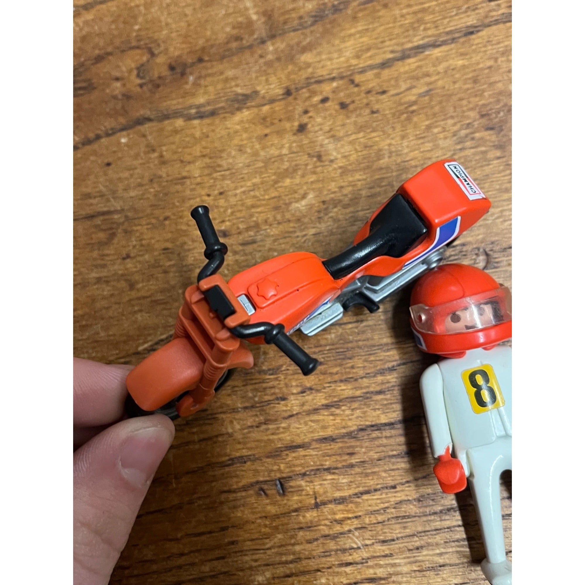 Playmobil Vintage 1988 Geobra Motorcycle Dirtbike Racer w/ Rider Figure