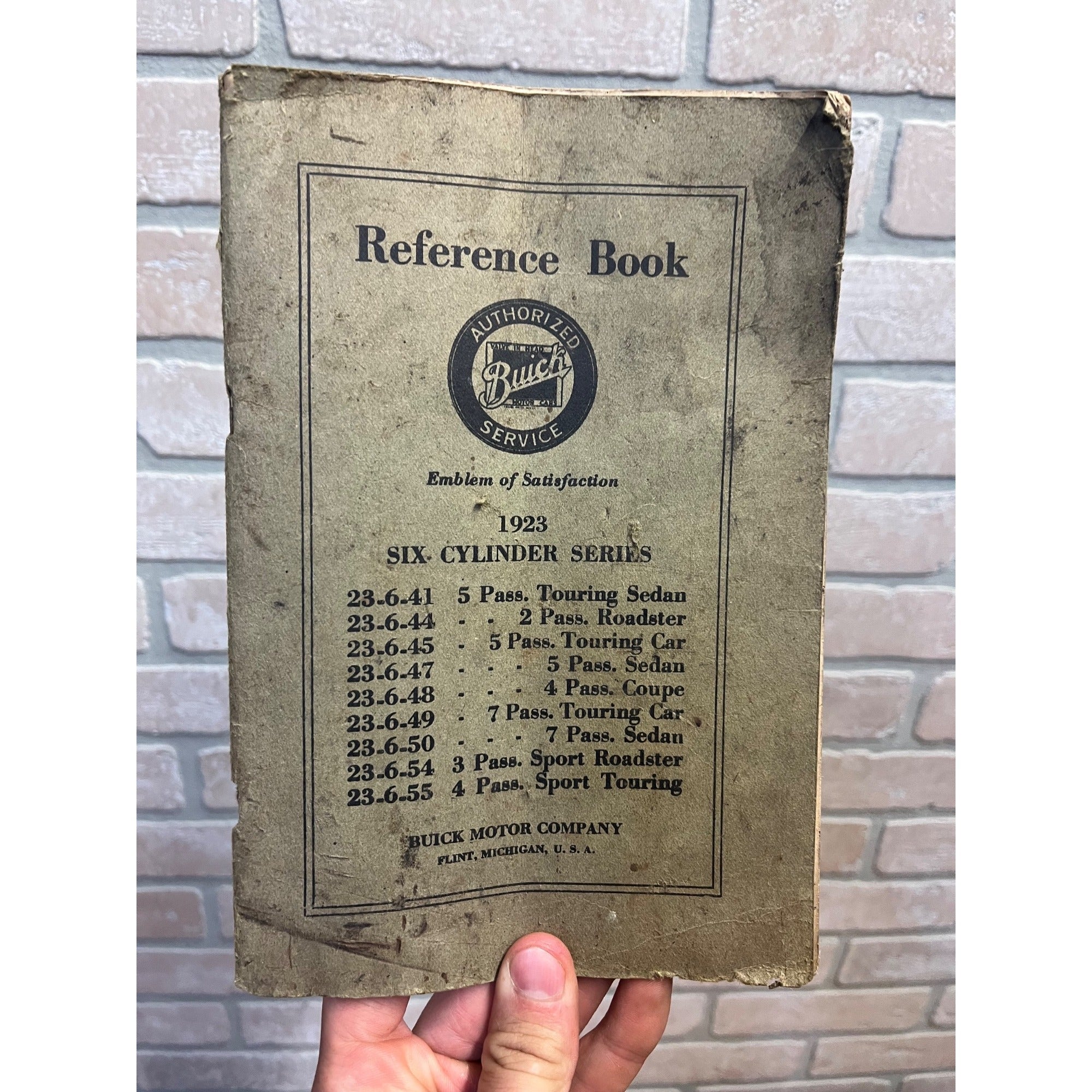 Vintage Paperback Reference Book Buick Motor Company 1923 Six Cylinder Series Automobiles Flint, Michigan