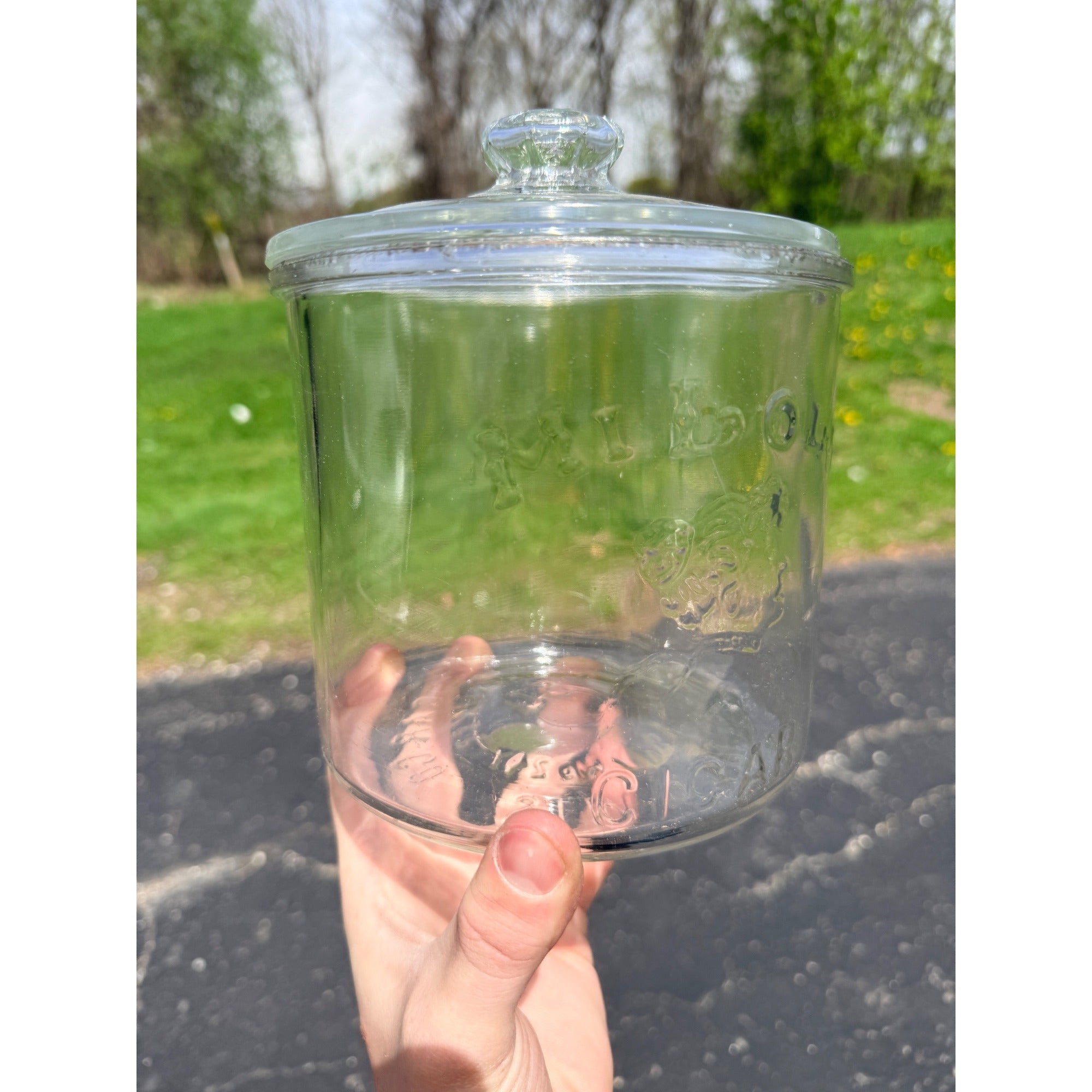 Vintage 1920's Mi Lola Glass Cigar Jar With Lid Tobacco Advertising