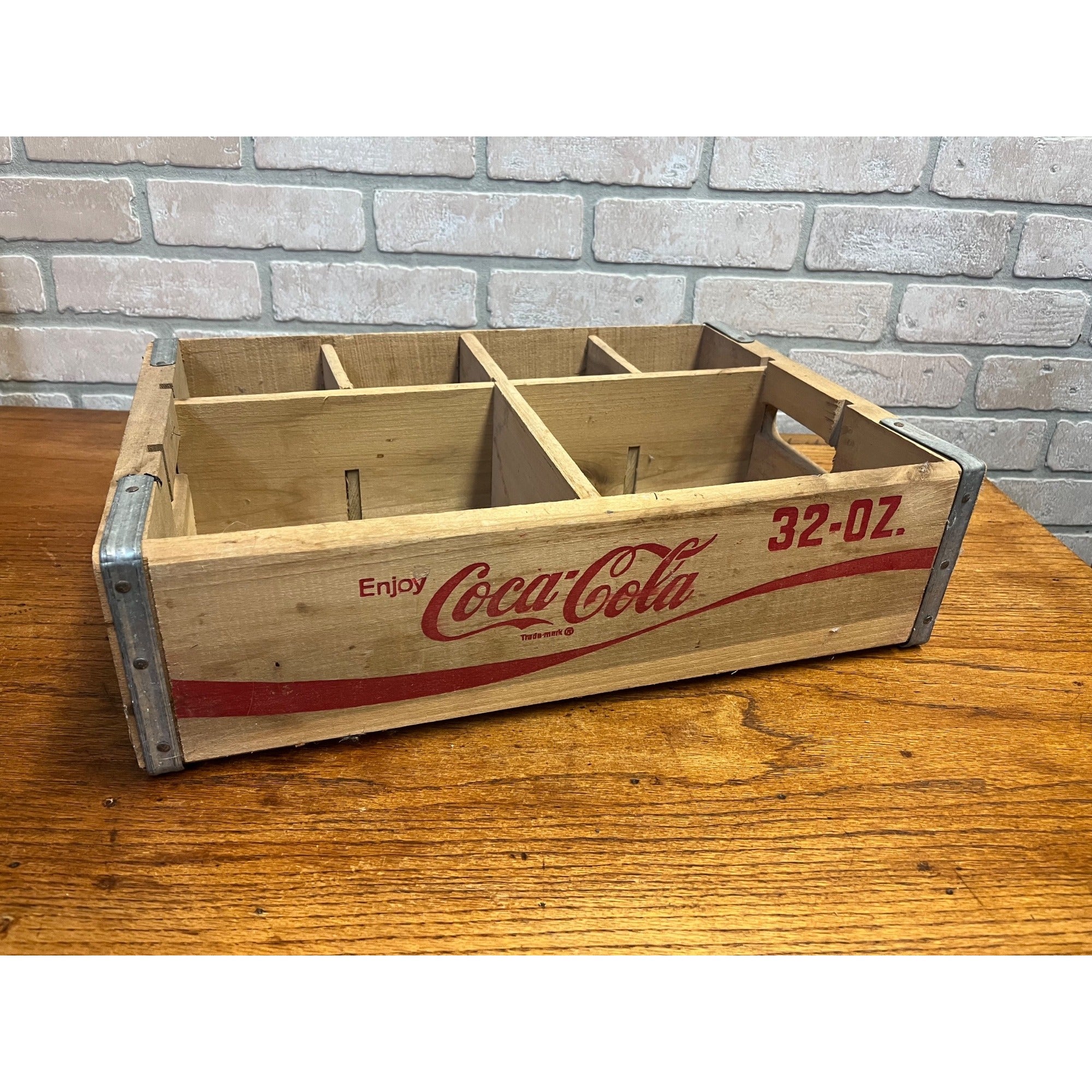 Vintage 1970s Coke Coca Cola Soda 12 Bottle 32oz Wooden Wood Crate Carrier