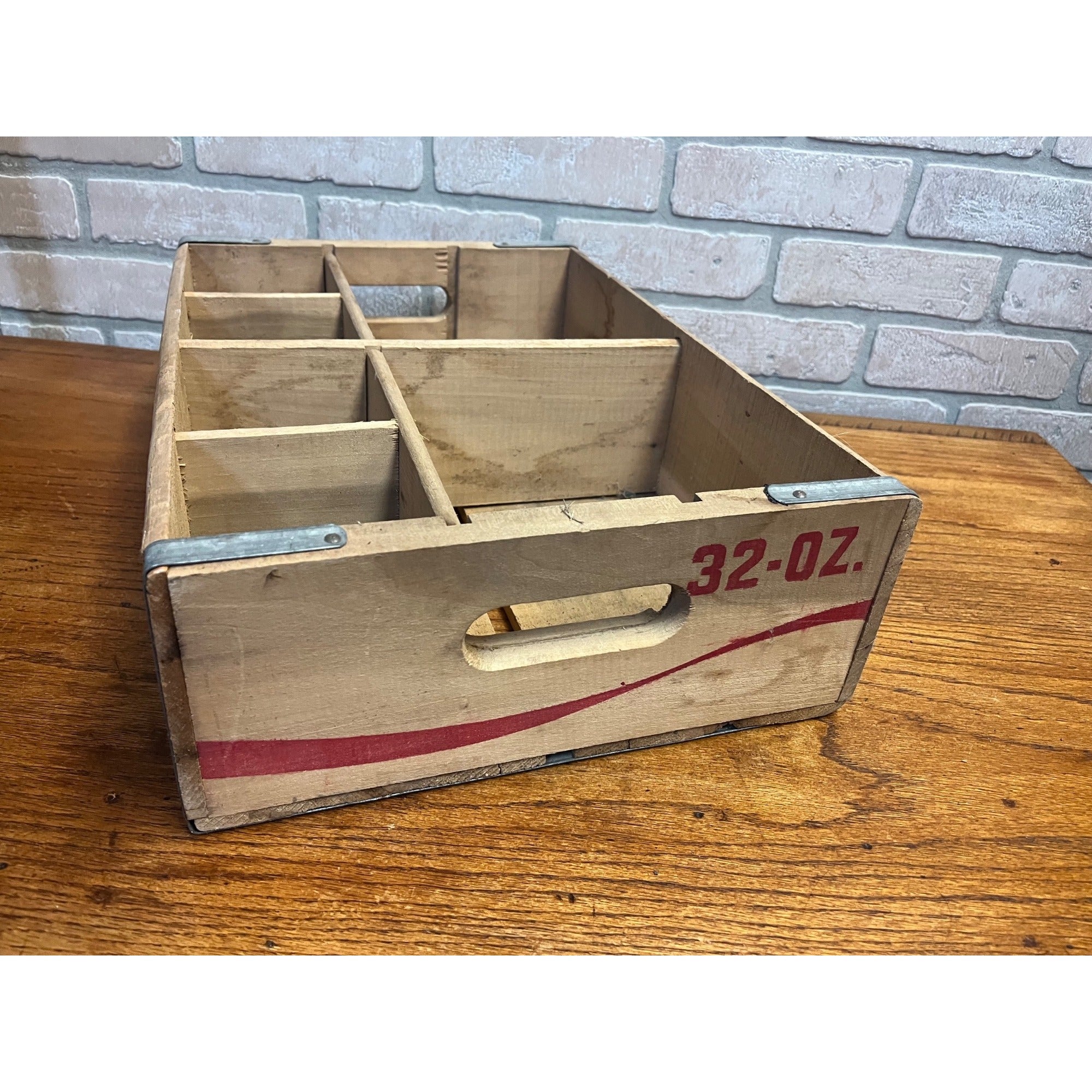 Vintage 1970s Coke Coca Cola Soda 12 Bottle 32oz Wooden Wood Crate Carrier