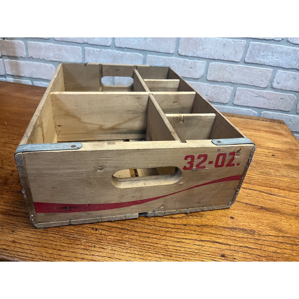 Vintage 1970s Coke Coca Cola Soda 12 Bottle 32oz Wooden Wood Crate Carrier