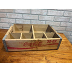 Vintage 1970s Coke Coca Cola Soda 12 Bottle 32oz Wooden Wood Crate Carrier