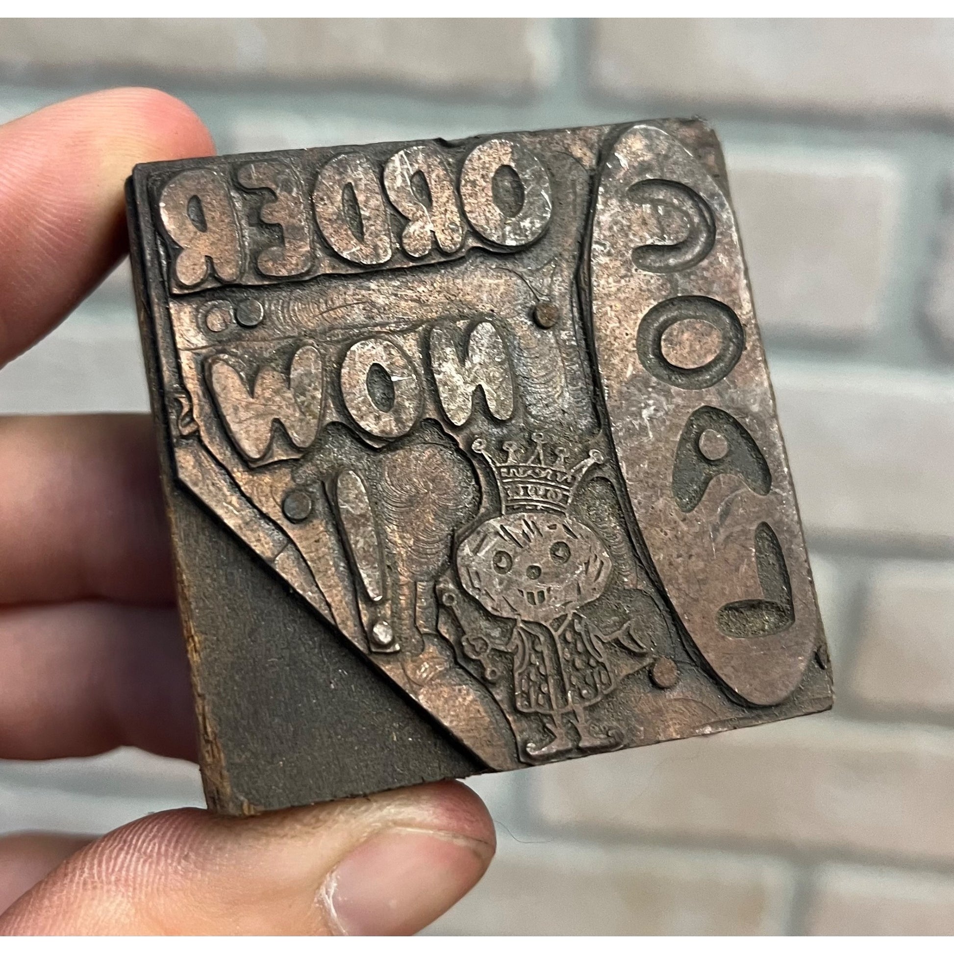 Vintage Letterpress Printing Block Old King Coal Advertising Copper