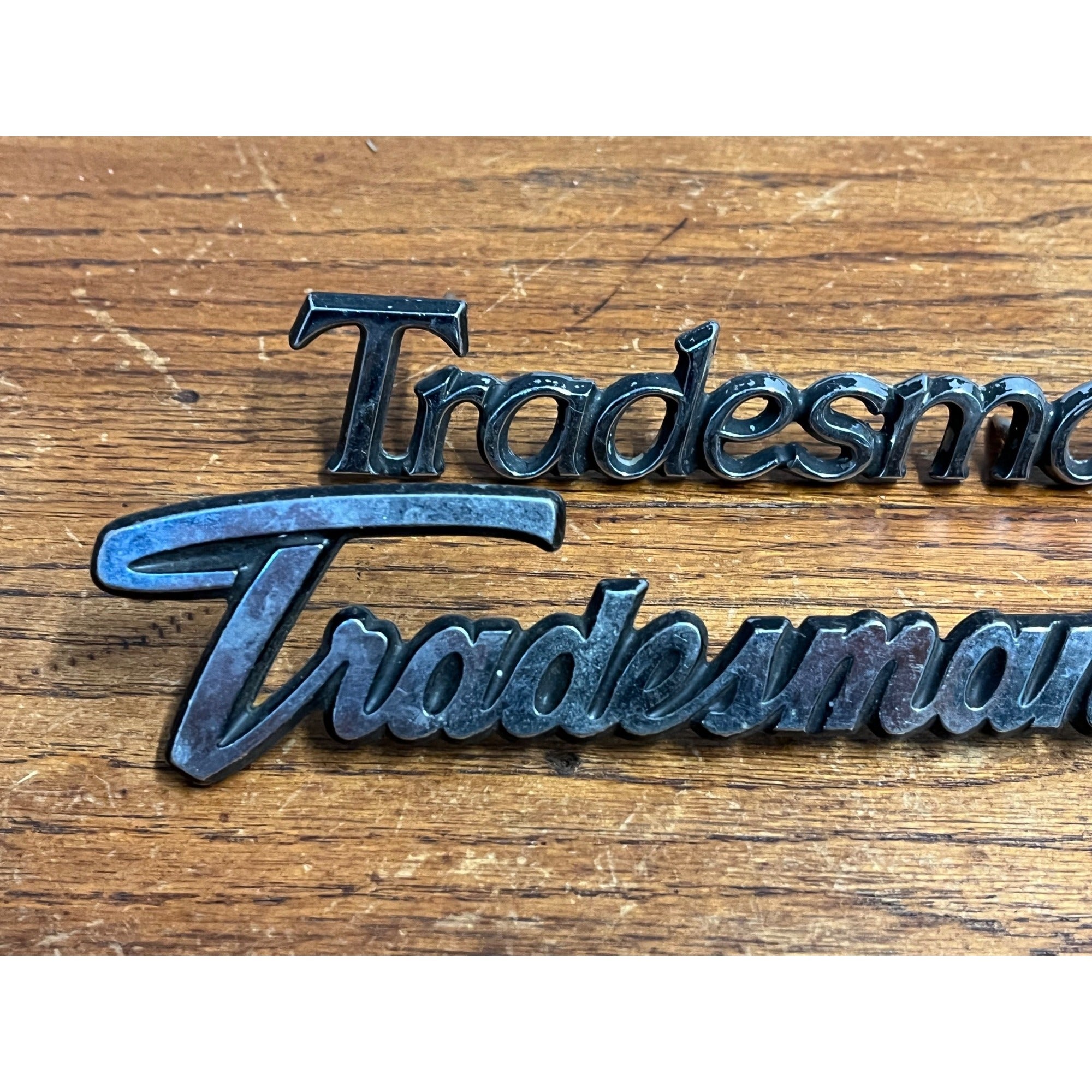 Vintage Dodge Tradesman 100 Van Emblem Badges Script Lot (2) OEM Original Parts