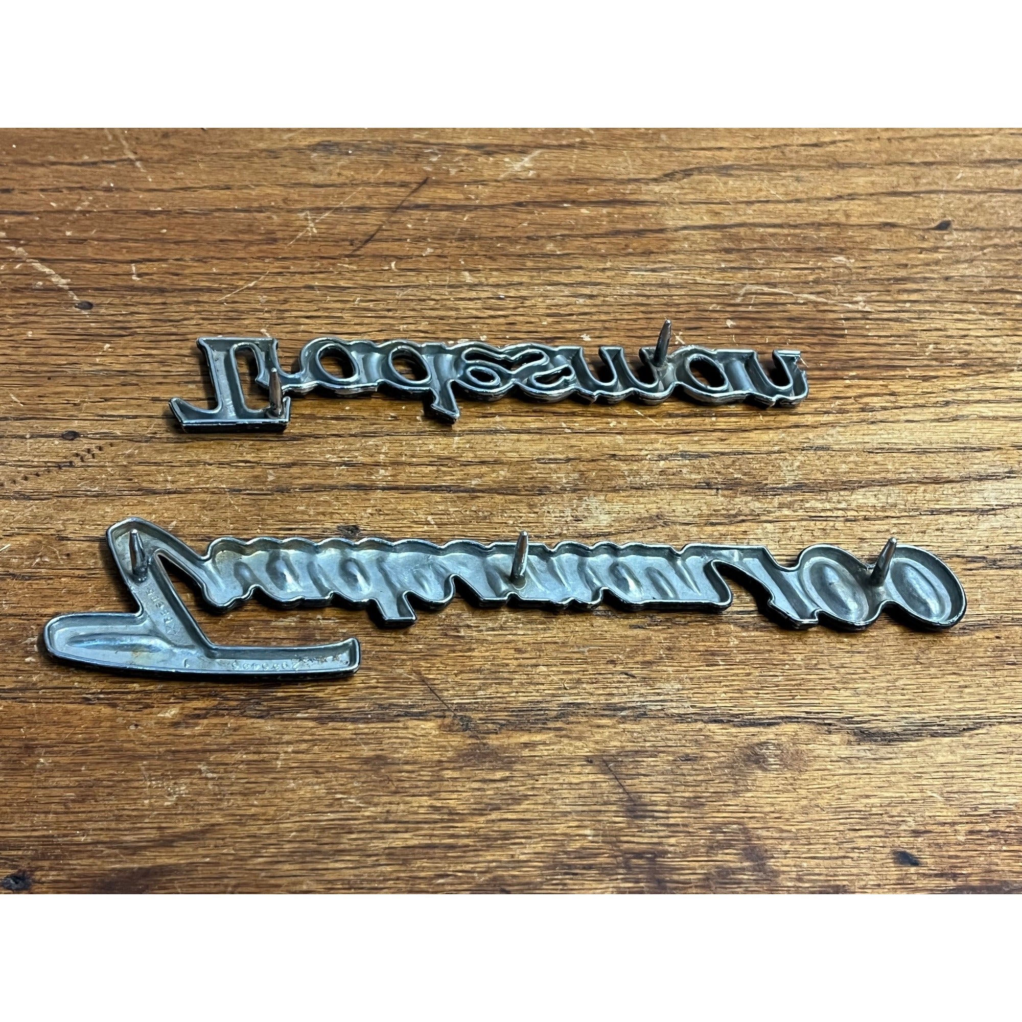 Vintage Dodge Tradesman 100 Van Emblem Badges Script Lot (2) OEM Original Parts