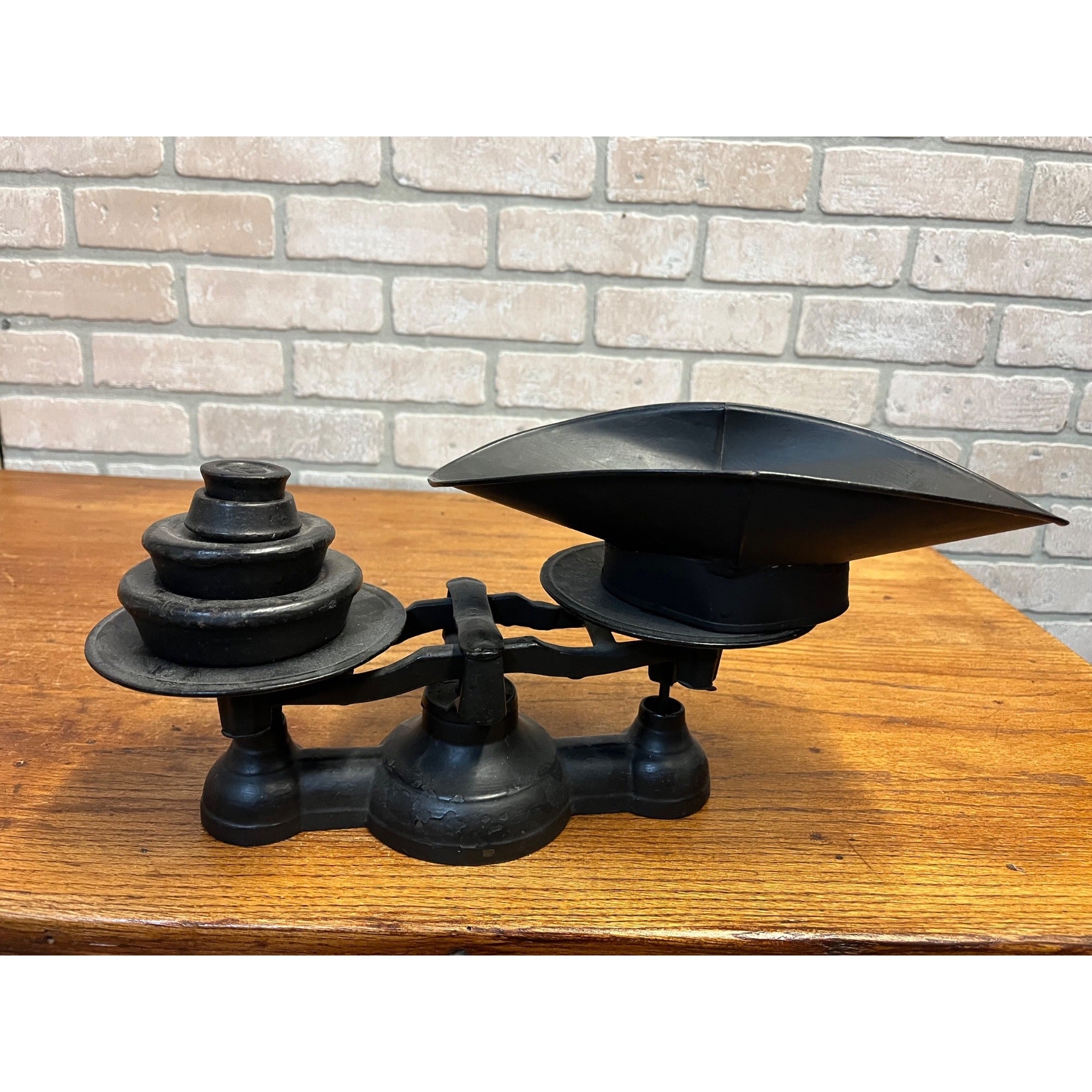 Antique Vintage Black Painted Weight Scale Science Farmhouse Decor