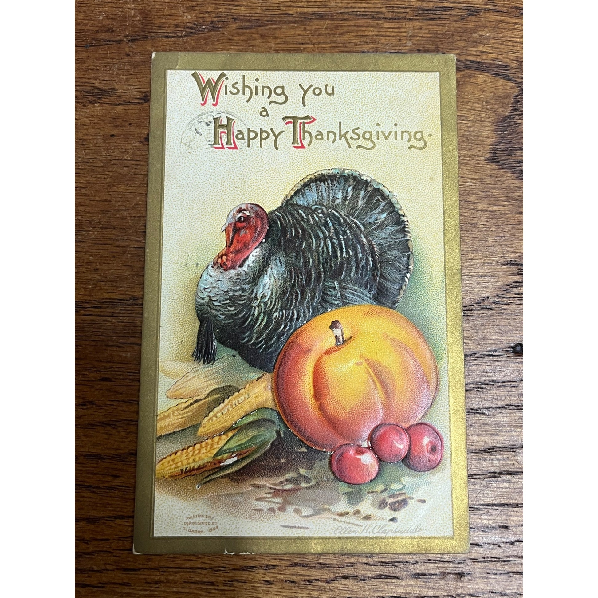 Vintage Ellen Clapsaddle Thanksgiving Turkey Postcard Artist Series 51670