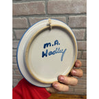 M A Hadley Trivet Wall Plaque Clipper Ship Signed Pottery 6.5"" Round Retired