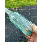 Vintage Sanitary Soda Water West Allis Wisconsin Octagon Bottle Aqua Blue Paneled