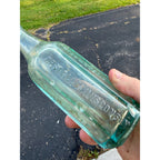 Vintage Sanitary Soda Water West Allis Wisconsin Octagon Bottle Aqua Blue Paneled
