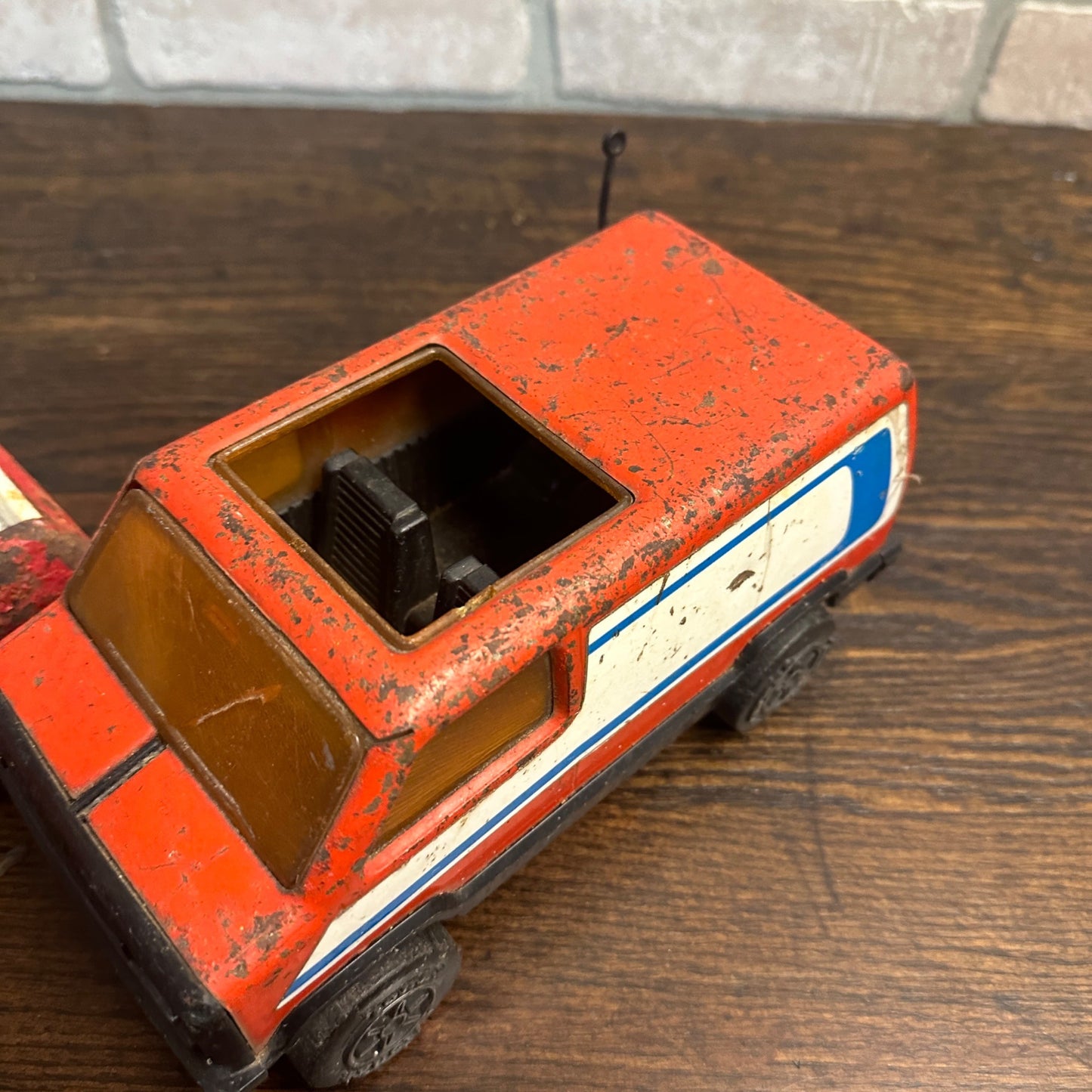 (2) Tonka Metal Toy Cars 760 Orange Van Red Truck Parts or Repair