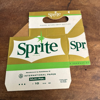 Vintage soda pop bottle carton SPRITE by Coca Cola 8 pk Cardboard Carrier Carton