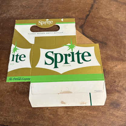 Vintage soda pop bottle carton SPRITE by Coca Cola 8 pk Cardboard Carrier Carton