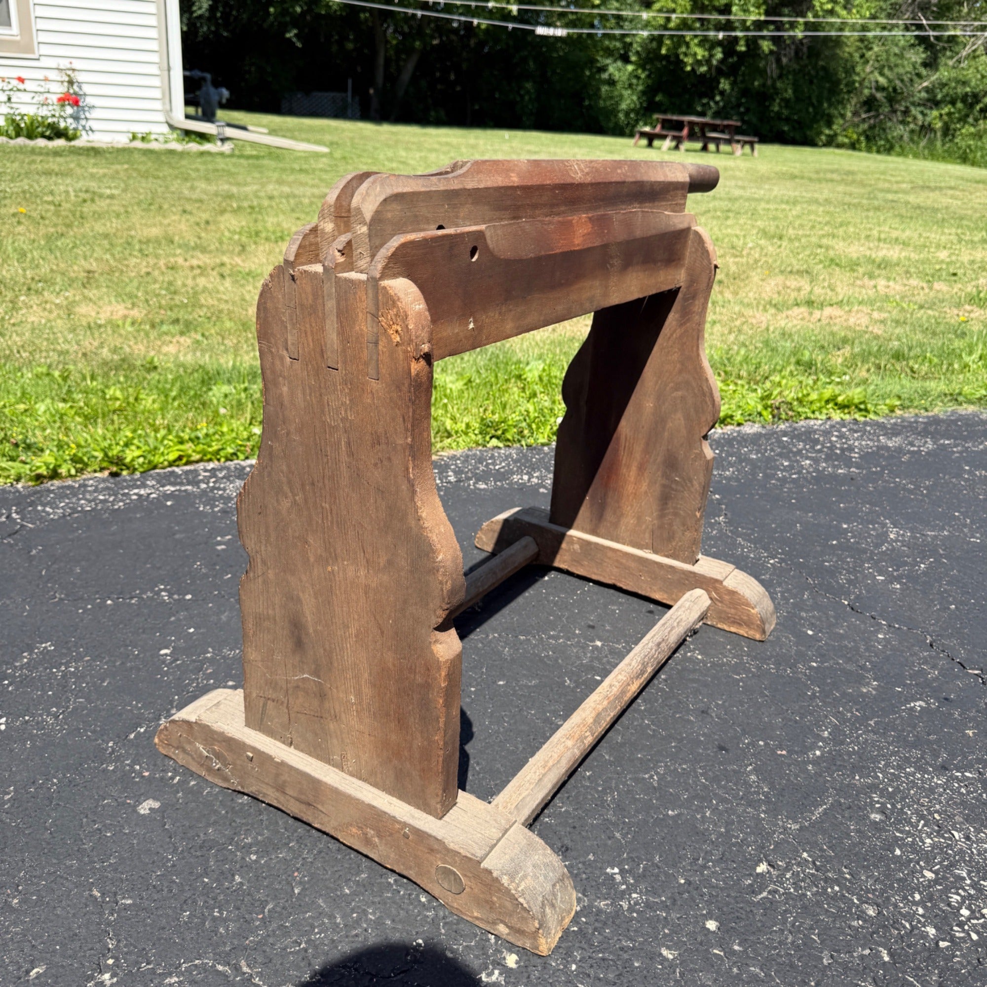 Antique Primitive Wooden Flax Break Tool Cutter Implement Farmhouse