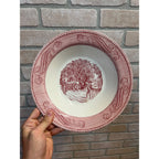 Currier & Ives Royal China Pink & White Vegetable Serving Bowl 10.25 Ironstone