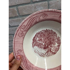 Currier & Ives Royal China Pink & White Vegetable Serving Bowl 10.25 Ironstone